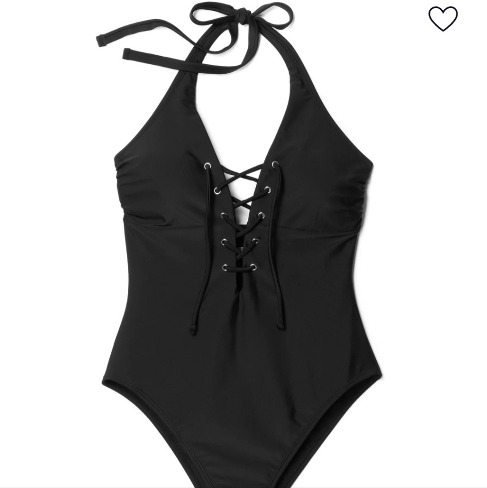 NWT Adore Me Emery Contour swimsuit lace up corset-style front Sz L